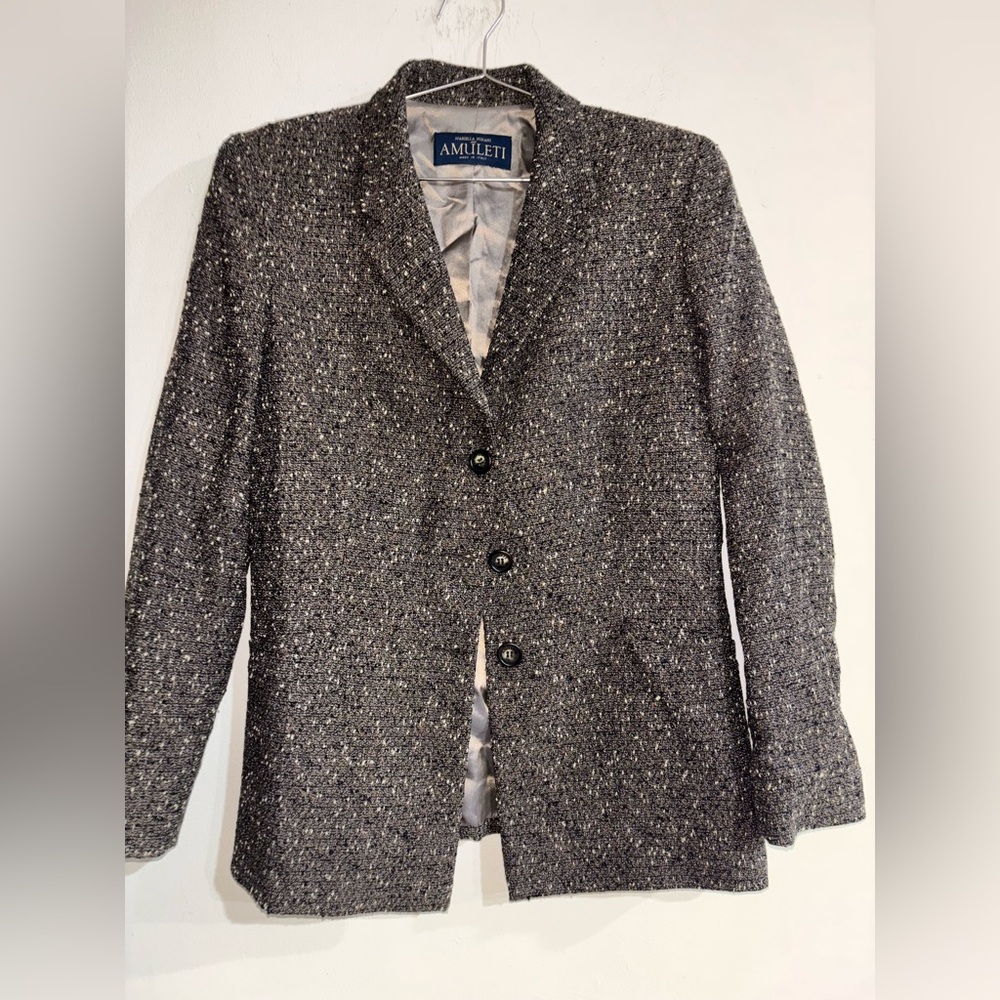 Amalfi Women's Wool Tweed Brown  Blazer, Made in Italy .